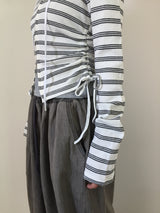 Waffle shirring hoodie (2color)