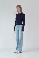 KIRSH PLAIN LINE POINT CABLE KNIT [NAVY]