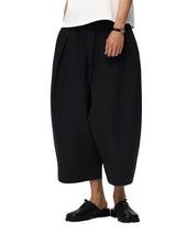 6CRAYON Black French Lotus Waist Drawstring Wide Leg Casual Shorts