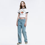 Life is a Peach Crop Ringer T-Shirt_White
