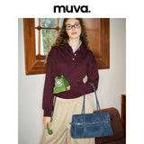 muva. British‑Style Ribbon Cowhide Large‑Capacity Commute Shoulder Bag for Women, 2025 New Arrival Oct 17