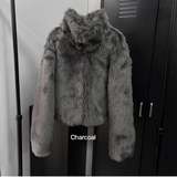 [Unisex] クロップグレイッシュファージャケット
