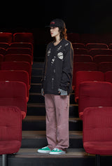 DYED ZIP CARGO PANTS / DARK PINK