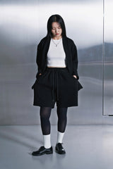 VINTAGE DIA-QUILTING WIDE 1/2 PANTS (Black)