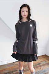SAILOR COLLAR PRINTING T-SHIRT CHARCOAL