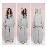 eat me plz* Cathy Cat Ear Fur Fleece Hoodie for Autumn-Winter Warmth Jacket