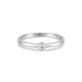 [Worn by Chuu] Half Round Cubic Zirconia 925 Silver +Rhodium plating Ring R059-02H