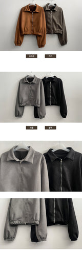 LANE Two-Way Suede Collar Jacket