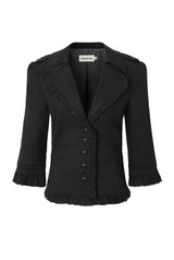 Button frill jacket - black  