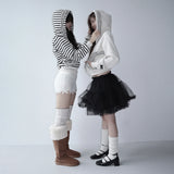 【MADE】winter frill hood zip-up, stripe