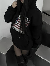 american flag overfit hood(unisex / fleece-lined)