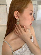 Mint stone silver ball drop earrings