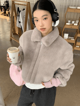 ミンクカラーショートジップアップファージャンパージャケット
