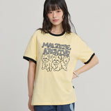 マルチーズアーカイブライングラフィックリンガー半袖Tシャツ