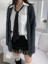 Arven Western Fringe Suede Metal Studded Mini Skirt (2 colors)