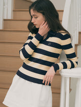 COLLAR BOARDER KNIT NAVY
