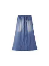 BASIC DAMAGE WASHING DENIM SWEATSKIRT (BLUE)