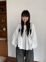 Kentit Stripe Shirring Button Blouse
