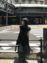 マンデーオフィスボールスタッズプリーツミディスカート
