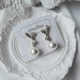 [Red Velvet スルギ Earrings] ダリアリボン＆パールピアス - Silver Color
