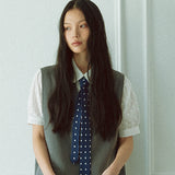 DOT pattern slim tie (navy)