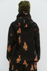 3D BEARRABBIT HOODED ANORAK JACKET BLACK