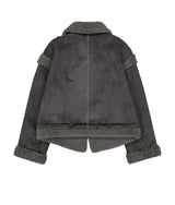 Detachable Fur Shearling Jacket / Charcoal