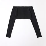 Button off crop cardigan set Black