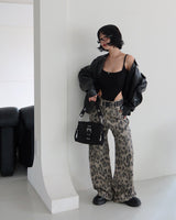 leopard leopard wide long pants