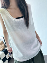 Dai Oversized Loose Mesh Longline Sleeveless Top 4color