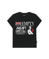 アズイフギャルズグラフィックキャップスリーブTシャツ - ブラック