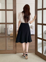 Anne Tie Pearl Puff Short Sleeve Blouse