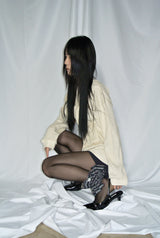PETAL STRIPE SCRUNCH / BLACK