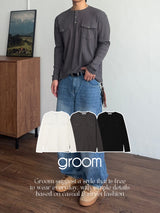 Snap Henley Long Sleeve T-Shirt (3color) (No.1010)
