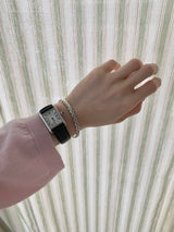 Quiliting silver open bangle