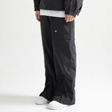 Poly Cotton RIB Track Zip Pants - BLACK