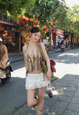[2-piece ] baroque halter crochet bikini