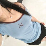 VIOLA ワンショルダーアンバランスシャーリングハーフ T (2Color)