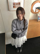 Mayo Pocket Loose Fit High Neck Knit Cardigan