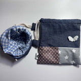 Denim patch angel pouch