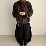Bomi Two-Tone Snap Button Fleece Loose Fit Pullover