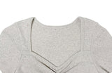 26SS★ [MADE/more BASIC] シスンパンチングハートネックシャーリングキャップスリーブ半袖Tシャツ
