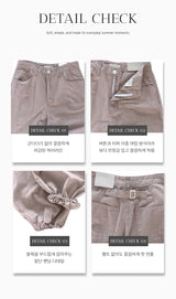 Demon Pastel Summer Cotton Big Wide Long Cotton Pants with Belt Detail 4 Colors