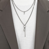 Men's two-line necklace stick pendant_CLEF DUAL C STICK B NEC