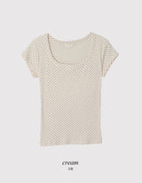 ドットスリムUネック半袖Tシャツ (3color)
