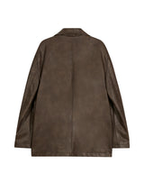 85-VIVA044 [Vegan Leather] Vintage Shape Half Leather Jacket Dark Brown