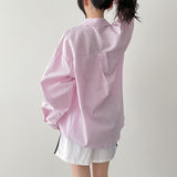 Pastel 💛 Thin Stripe Loose Fit Summer Long-Sleeved Shirt (6 colors)