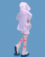 rabbit ear pom-pom hood (2color)