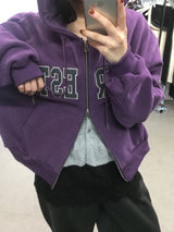 Lettering Fleece Hoodie Zip-Up (3 Colors)