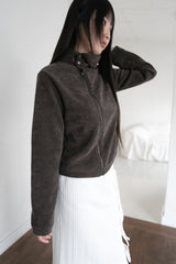 neck 3 Button fluffy hood zip-up(3colors)